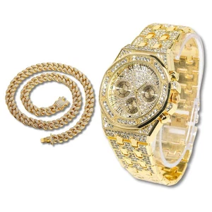 Luxury Diamond Watch for Kids Teen - Iced Out Bling 18K Real Gold Plated - 38... - Picture 1 of 7