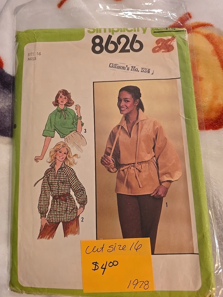 Vintage 1970s Simplicity 8626 Pullover Top Tunic Size 16 Bust 38 Cut & Complete  - Image 1 of 2