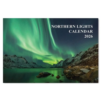 PACKWITH Northern Lights Calendar 2026 12 Month to View A4 Wall Calendar Jan-Dec 2026