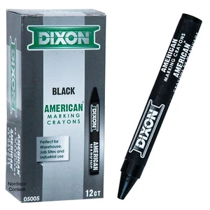 Dixon 05005 American Marking Crayons, Black, 5" Length, Box of 12 - Picture 1 of 2
