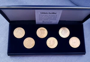 Merkator Hamburg 2 Deutsche Mark Staatsmänner Vergoldet 6 Münzen Etui - Bild 1 von 16