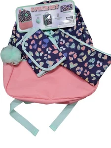 Multicolor Leopard Print Backpack 5 Piece Set Lunch Bag Pencil Case - Picture 1 of 3
