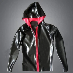 100% Latex rubber Hoodie Jacket Long Sleeve Handmade Coat 0.4mm size S-XXL - Picture 1 of 21