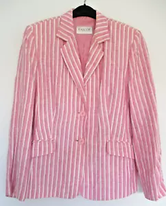 Basler Pink Stripe Blazer Jacket Long Sleeve Size 16 (42 German) Linen / Flax - Picture 1 of 4
