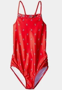 $160 Seafolly Kid Girl Red Floral Stretch Bandana Tank One Piece Swim Swimsuit 6 - Picture 1 of 1