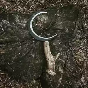 CUCHILLO CURVO HECHO A MANO DAGA LUNA MEDIA RITUAL ATHAME BOLINE MANGO DE CIERVO - Imagen 1 de 5