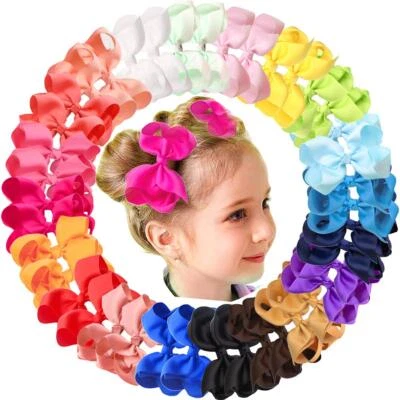 40 Pcs 4.5 Inch Hair Bows for Girls Grosgrain Ribbon Boutique Hair Bow Clips - Image 1 of 4