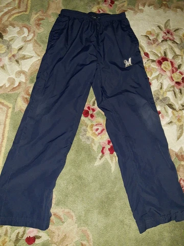 Mens Athletic Pants Milwaukee Brewers Logo Navy Blue Lined Sport Tek NICE!! Cover