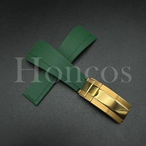 20 21 22 MM Replacement Rubber Strap Flat End Deployment Clasp Fits for Rolex GN - Picture 1 of 31