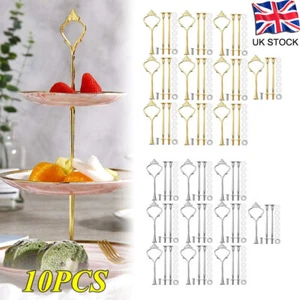 10er Set 3 Ebenen Cupcake Ständer Kuchen Teller Ständer Griff Stange Beschläge Hochzeit Party - Bild 1 von 14