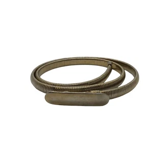 1980s Skinny Belt Gold Tone Oval Buckle Metal Stretch Snake Disco - Picture 1 of 10