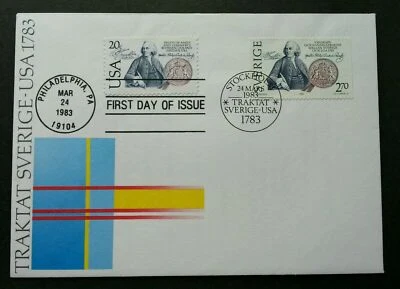 [SJ] USA Sweden Joint Issue 200 Years Of Friendship Peace 1983 (joint FDC) - Image 1 of 4