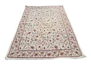 Vintage French Aubusson Style Area Rug Chain Stitch Wool Home Décor Carpet 4x6 - Picture 1 of 10