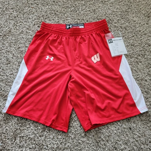 Wisconsin Badgers Under Armour Fury Basketball Shorts Size Large Stretch NWT Cover
