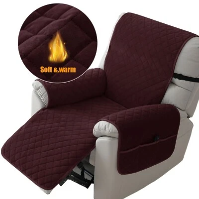 Funda de sofá reclinable antideslizante de felpa súper suave - felpa suave gruesa, cálida en invierno Foto 1 de 4