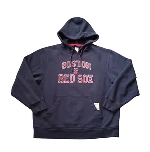 Reebok Boston Red Sox Hoodie Mens L Blue Pullover Sweatshirt Baseball Spell Out - Picture 1 of 16