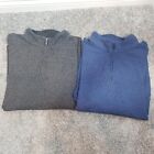 Lot of 2 Mens Van Heusen XXL 1/4 Zip Pullover Sweater Gray Blue Pin Stripe /A201