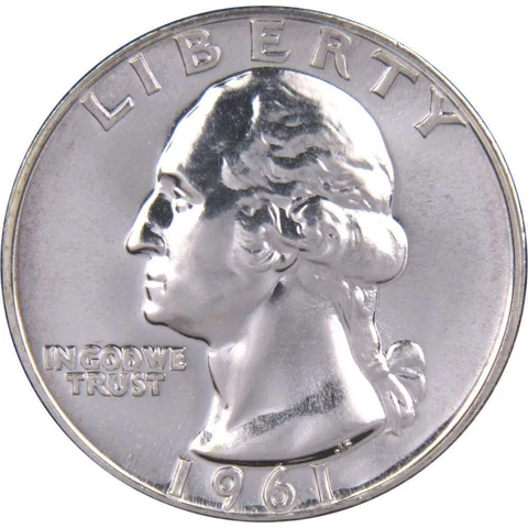 1961 Washington Quarter Choice Proof 90% Silver 25c US Coin Collectible Cover