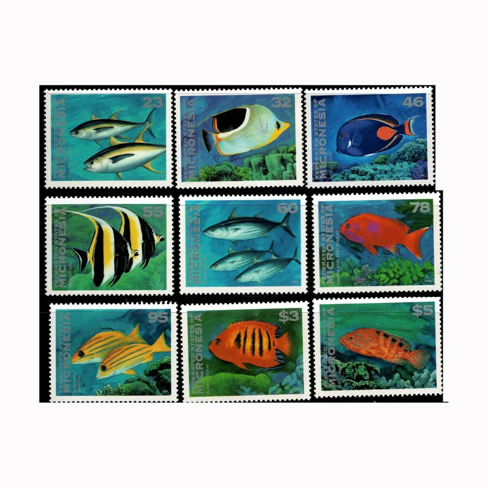 Micronesia, Sc #213//26, MNH, 9 SELLOS, 1996, PECES, VIDA MARINA, ARTD-A Foto 1 de 1
