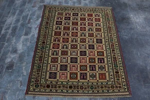 Afghan Handmade Tribal Sumak Barjesta Mix Carpet & Kilim Rug 6'1 x 4'9 Ft - Picture 1 of 8
