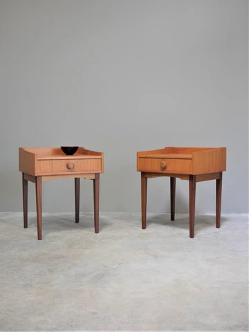 1970s ORIGINAL VINTAGE PAIR OF DANISH BEDSIDE TABLES DRAWERS DENMARK MIDCENTURY Cover