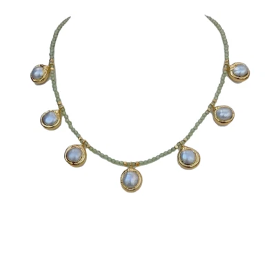 Collar Gargantilla Peridoto Verde Natural Peridoto Perla Blanca Cultivada Dije 17" Foto 1 de 4