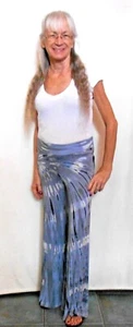 JAYLI NEPAL HANDGEFERTIGTE blaue, weiße, schwarze KRAWATTEFARBSTOFFHOSE FLIESSENDE BEINE - Bild 1 von 2