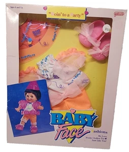 Vintage 1990 Baby Face Goin to a Party 13" Doll Clothes Outfit Shoes Galoob - Picture 1 of 13