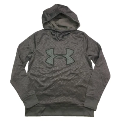 Under Armour Mujer Pequeña Gris Oscuro Manga Larga Forrada de Vellón Logo Grande Sudadera con Capucha NUEVA Foto 1 de 4