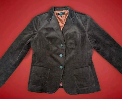 Talbots Lined Blazer Jacket Women's Petite 10P Brown Corduroy Pockets 3-Button - Image 1 of 4