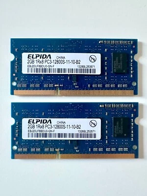 Elpida 4GB (2x2GB) DDR3 Memory - 1Rx8 PC3-12800S-11-10-B2 from MacBook Air 2011 - Image 1 of 4