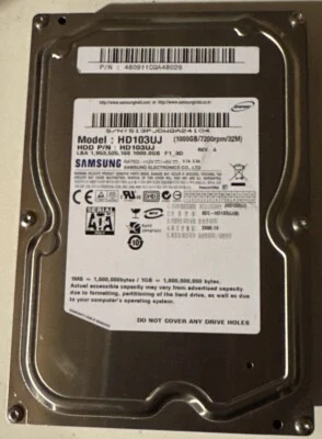 Samsung Spinpoint HD103UJ 1TB 3.5'' SATA 3Gb/s 7.2k RPM Internal Desktop HDD - Image 1 of 2