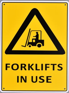 Forklifts in use - Warning Sign 100% Recyclable Highly Durable - Picture 1 of 1