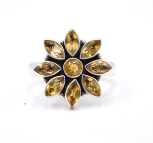 5.4 GM 925 Argento Sterling Naturale Citrino Taglio Gemtone Mano Misura Anello - Foto 1 di 4