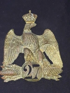 PLAQUE DE SHAKO 27 éme REGIMENT D'INFANTERIE NAPOLEON III RC N°730/6 - Foto 1 di 13