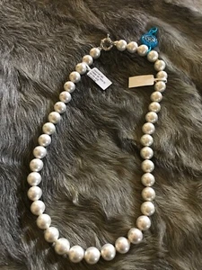 Authentic JOIA De Majorca white 10 mm Pearl Necklace, 18” long MSP 195, NWT - Picture 1 of 2