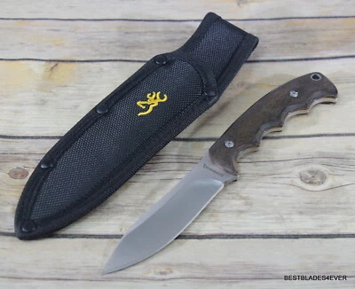 CUCHILLO DE CAZA ESPIGA COMPLETA HOJA FIJA MARRÓN 8,5" MANGO DE MADERA CON FUNDA  Foto 1 de 4