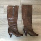 Frye Dannika Piping Knee High Boots Shoes Womens Size 7.5 Brown Leather Foldable
