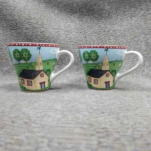 2 SANGO Cups GREEN ACRES Farmhouse Style ( PERFECT CONDITION ) - Picture 1 of 11