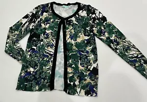 Ladies Size S BLUE ILLUSION Green Floral Knit Cardy / Cardigan Sweater VGC - Picture 1 of 7