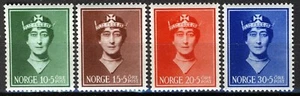 12 Noruega 1939, NK 225-28, Queen Maud surtax set, MI 203-06, SC #B11-B14, MNH - Imagen 1 de 1