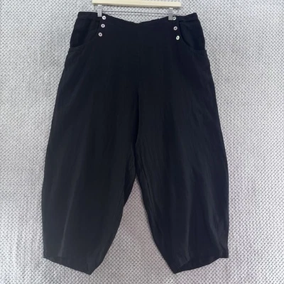 Pantalones Bryn Walker para mujer 1X Negro Lino Pierna Ancha Tapper Lagenlook Boho Foto 1 de 4