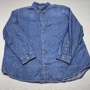 Gap Denim Shirt Mens 2XL Blue Long Sleeve Button Down Western Cowboy Cotton - Picture 1 of 13