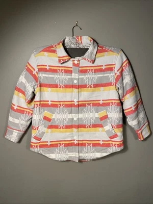 Chaqueta a Presión Para Hombre Estoico Patrón Azteca Forro Acolchado Talla M Naranja Amarillo Tostado Foto 1 de 4