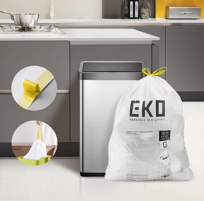 EKO Easy-Dispense Roll of 60 Count Extra-Strong Drawstring Kitchen Trash Bags... - Image 1 of 4