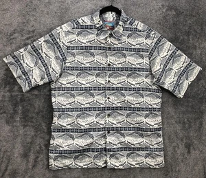 Reyn Spooner Kealaka's Shirt Mens Large Blue White Hawaiian Aloha Button Front - Picture 1 of 18