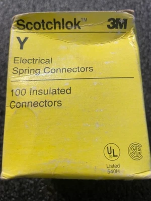 New-100 pcs-3M Scotchlok-Y Electrical Spring Connectors-20041-insulated yellow
