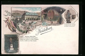Lithographie Heidelberg, Universität, Das grosse Fass, Perkeo - Picture 1 of 2