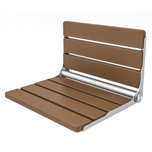 Banco de ducha plegable impermeable CADERAS montado en pared 16""x14"" asiento versátil marrón - Imagen 1 de 7