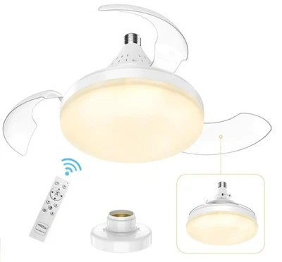 Plafoniera Ventilatore da Soffitto LED 22W 3 Velocità Dimmer Telecomando Interno - Immagine 1 di 4